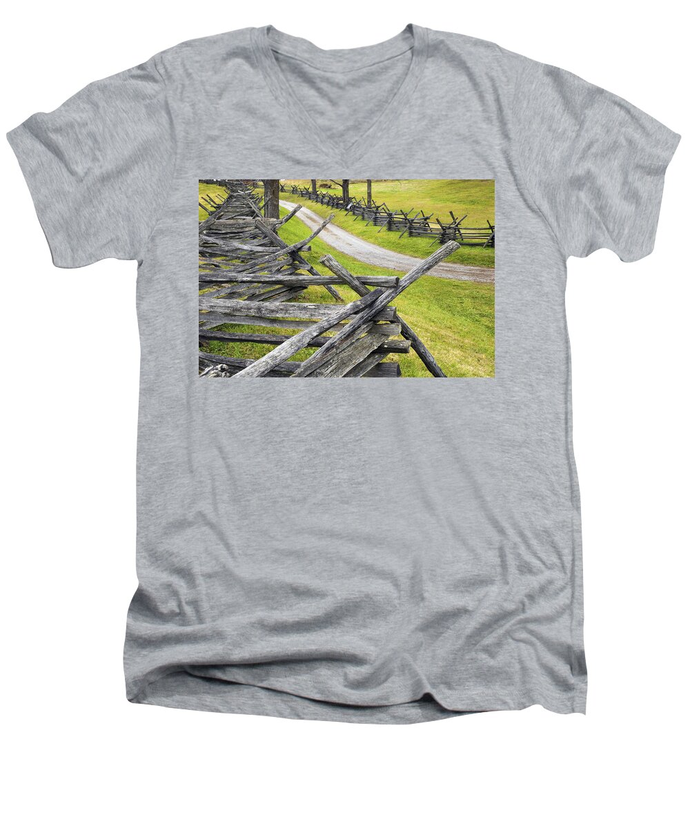Antietam Men's V-Neck T-Shirt featuring the photograph The Bloody Lane at Antietam by Paul W Faust - Impressions of Light