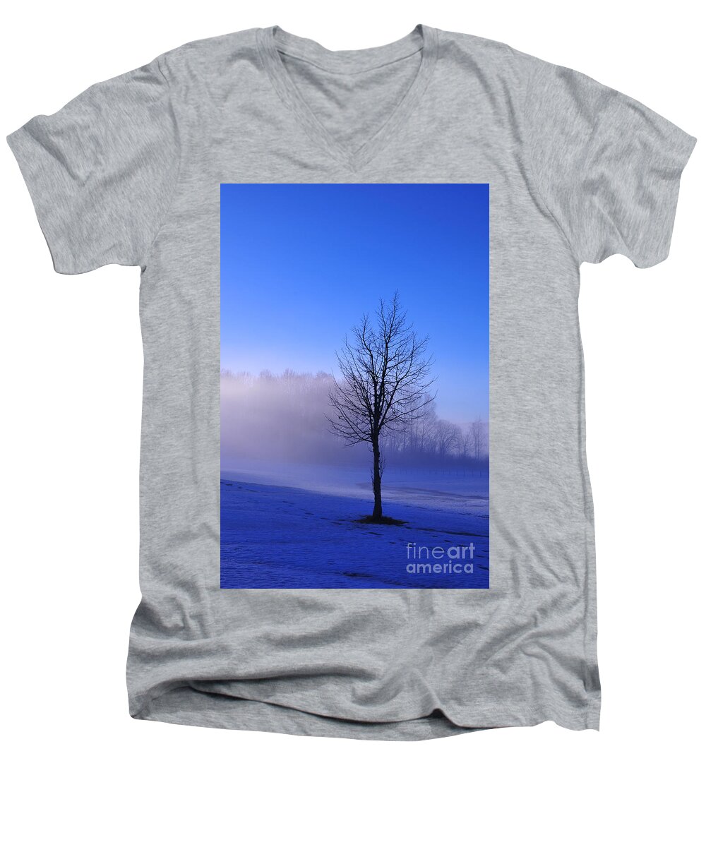 Tree Men's V-Neck T-Shirt featuring the photograph The Blue Hour by Randi Grace Nilsberg