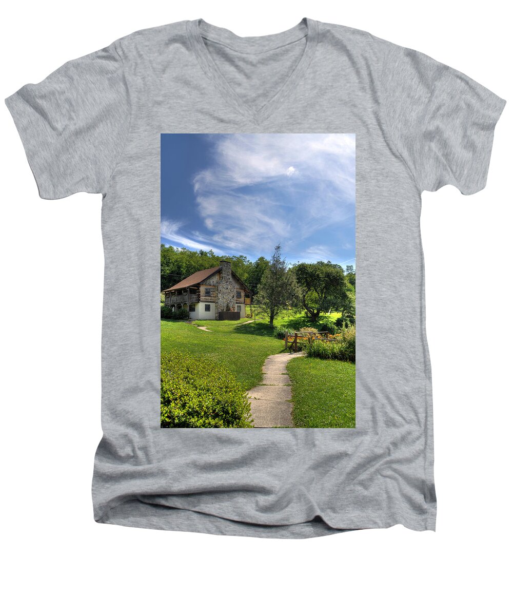 Cabin Men's V-Neck T-Shirt featuring the photograph The Cabin by David Hart
