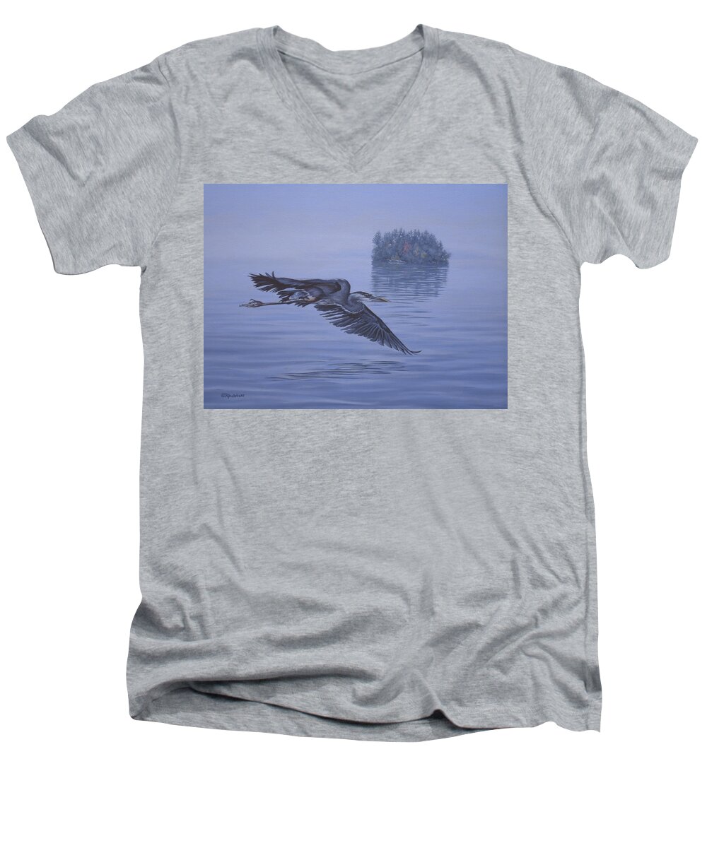 Great Men's V-Neck T-Shirt featuring the painting The Fisherman by Richard De Wolfe