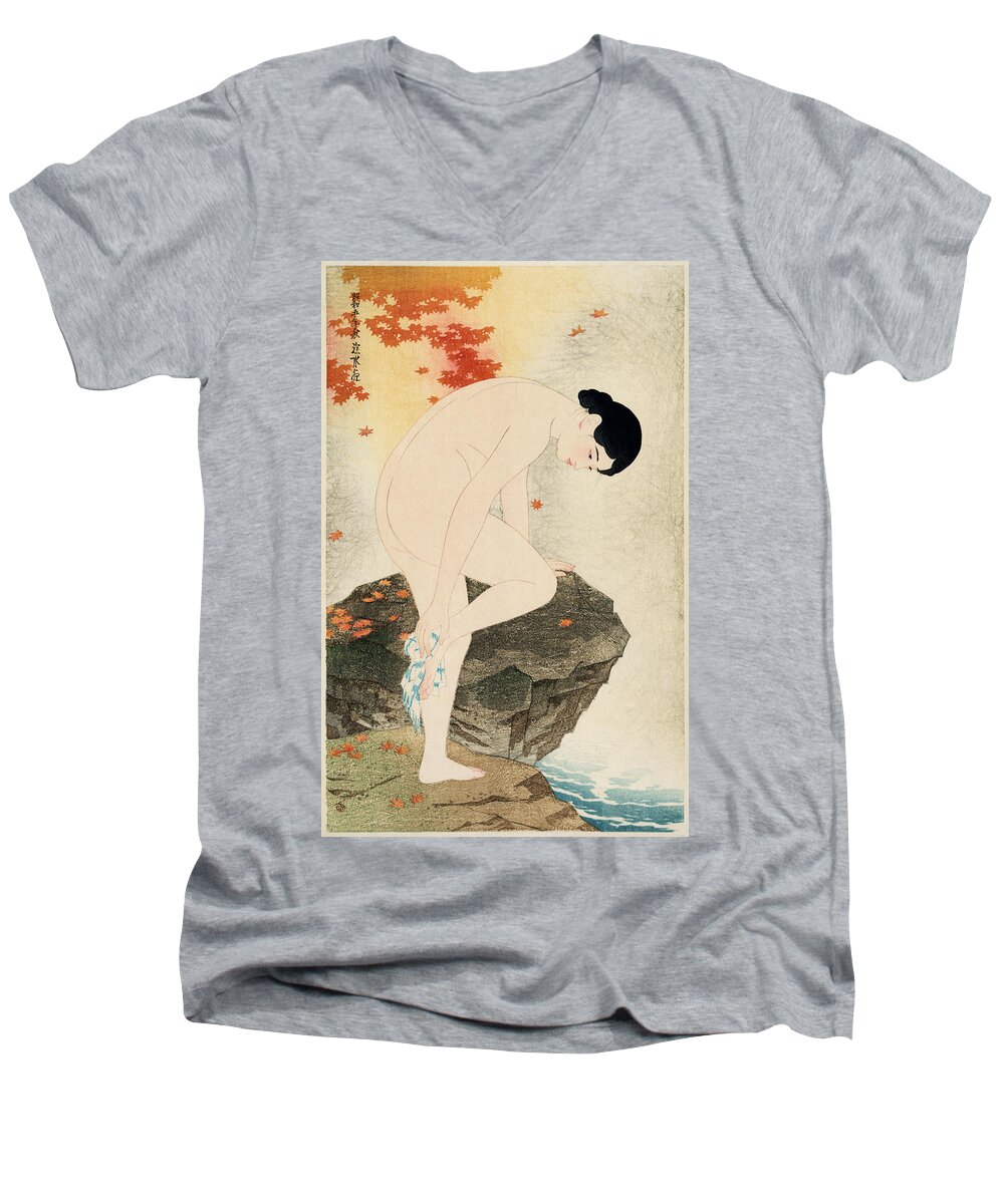 Woman Men's V-Neck T-Shirt featuring the digital art The Fragrance of a Bath by Georgia Clare