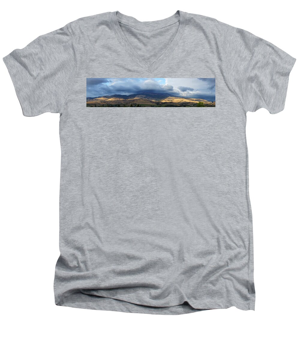 Panorama Men's V-Neck T-Shirt featuring the photograph The Hills of Ashland by Mick Anderson