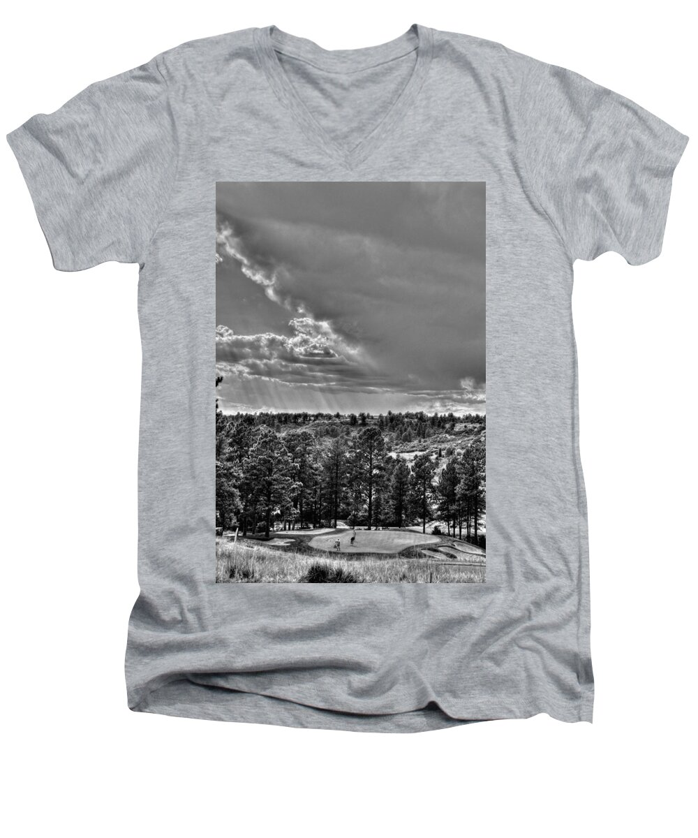 The Ridge Men's V-Neck T-Shirt featuring the photograph The Ridge Golf Course by Ron White