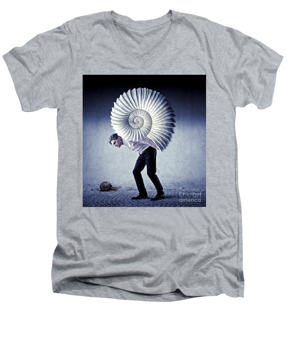 Surreal Men's V-Neck T-Shirt featuring the digital art The Weight of Life by Aimelle Ml