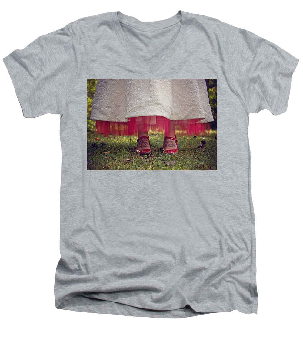 Red Men's V-Neck T-Shirt featuring the photograph This Place This Time by Jessica Brawley