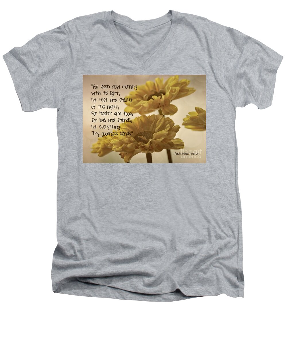Yellow Flowers Close Men's V-Neck T-Shirt featuring the photograph Thoughts Of Gratitude by Peggy Hughes