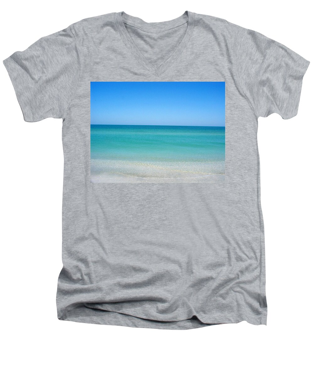 Sand Key Men's V-Neck T-Shirt featuring the photograph Tranquil Gulf Pond by David Nicholls
