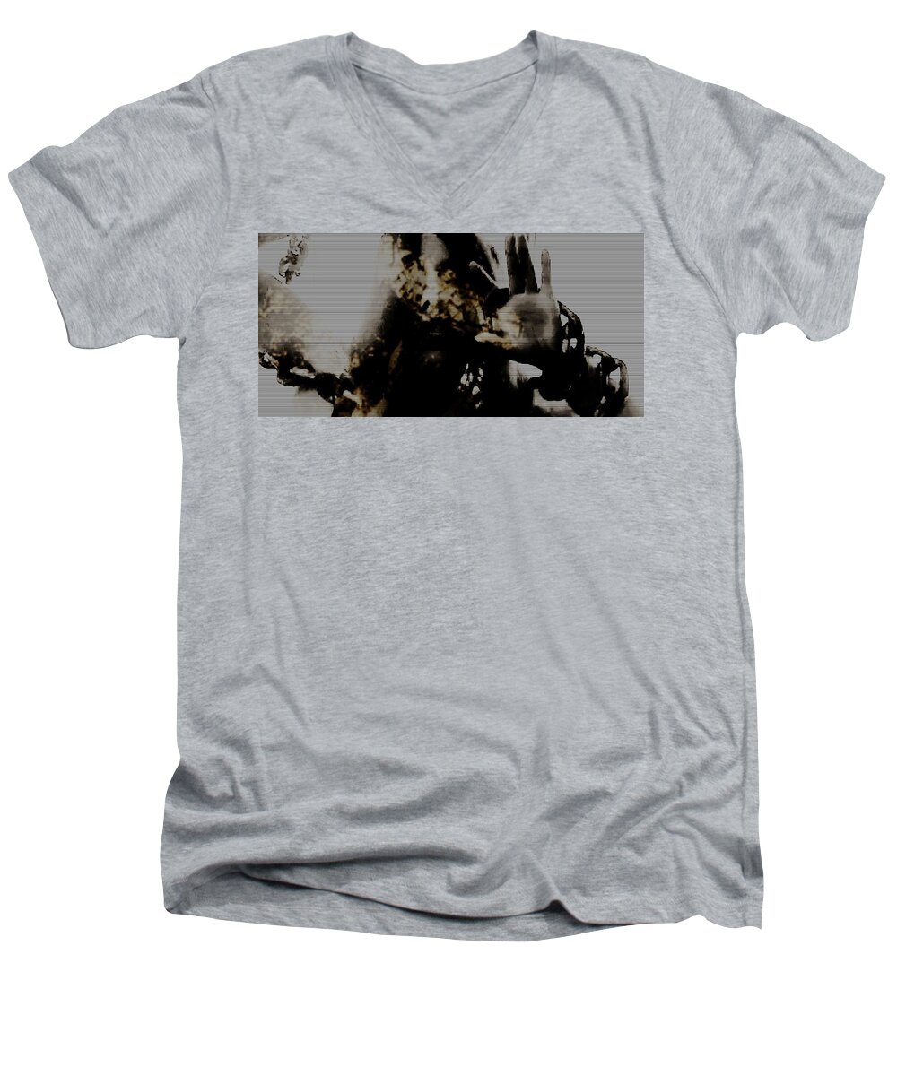 Black And White Men's V-Neck T-Shirt featuring the photograph Trapped Inside by Jessica S