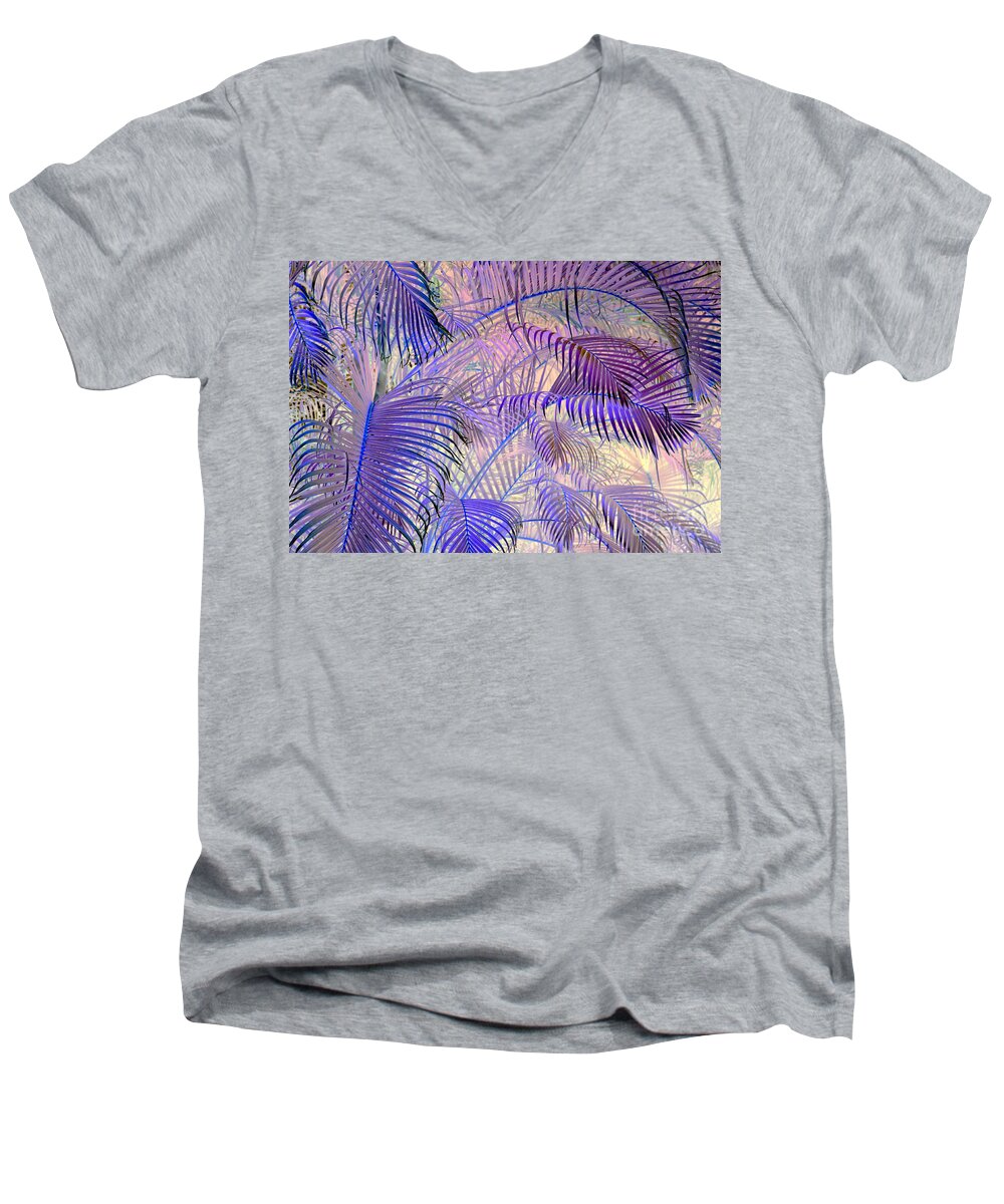 Palms Men's V-Neck T-Shirt featuring the photograph Tropical Embrace by Roselynne Broussard