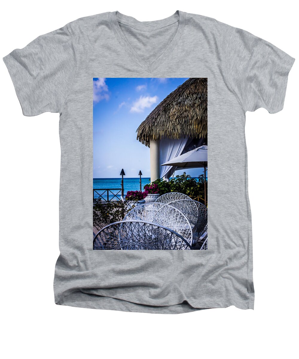 Beach Men's V-Neck T-Shirt featuring the photograph Tropical Paradise by Sara Frank
