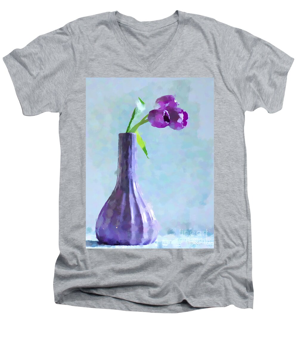 Three Tulips Men's V-Neck T-Shirt featuring the photograph Tulip Abstract by Betty LaRue