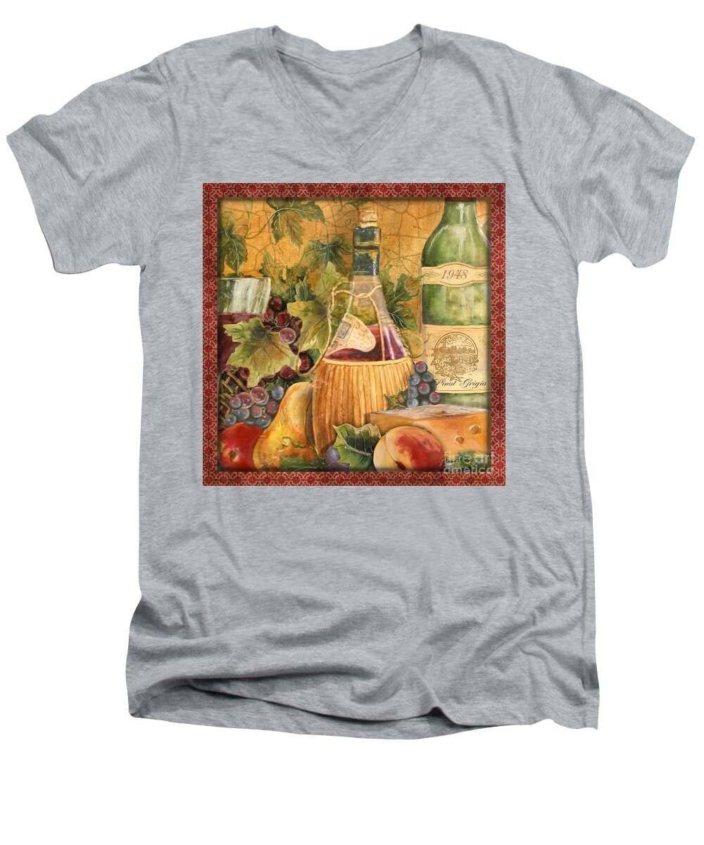 Original Men's V-Neck T-Shirt featuring the painting Tuscan Wine-C by Jean Plout