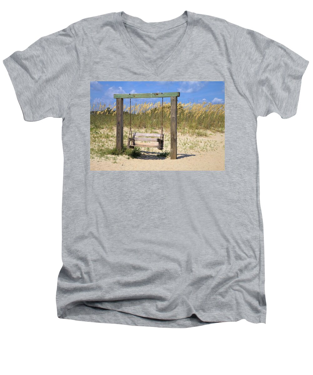 1820 Men's V-Neck T-Shirt featuring the photograph Tybee Island Swing by Gordon Elwell
