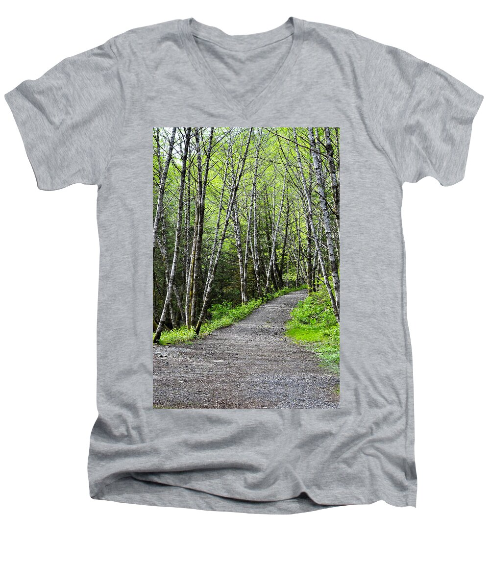Landscape Men's V-Neck T-Shirt featuring the photograph Up the Trail by Cathy Mahnke
