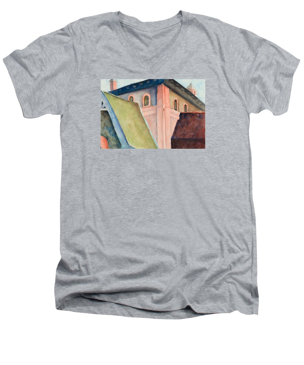 Painting Men's V-Neck T-Shirt featuring the painting Upper Level by Lee Beuther