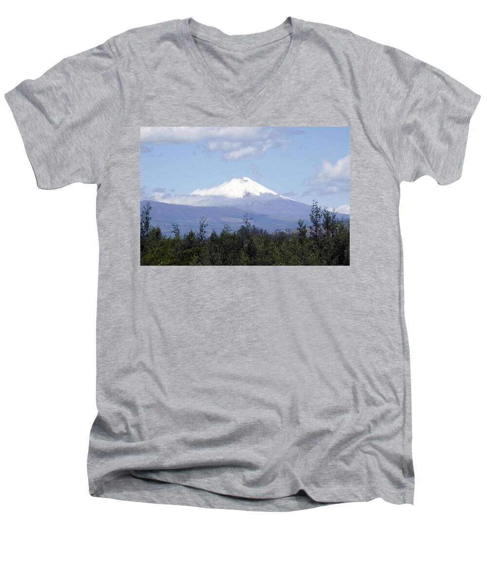 Cotapaxi Men's V-Neck T-Shirt featuring the photograph View of Cotapaxi by Kurt Van Wagner