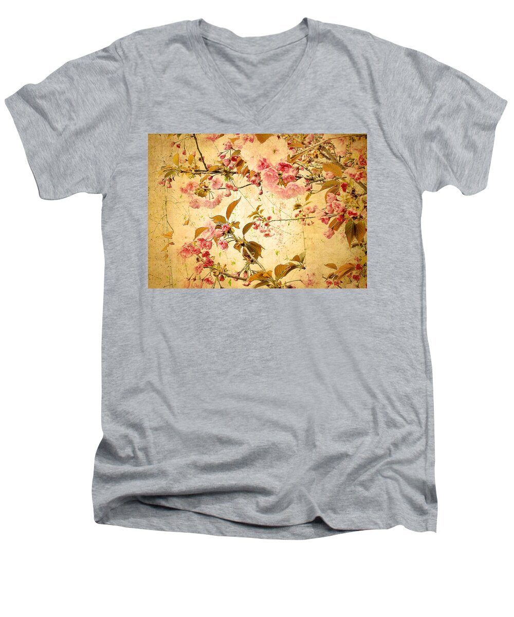 Flowers Men's V-Neck T-Shirt featuring the photograph Vintage Blossom by Jessica Jenney