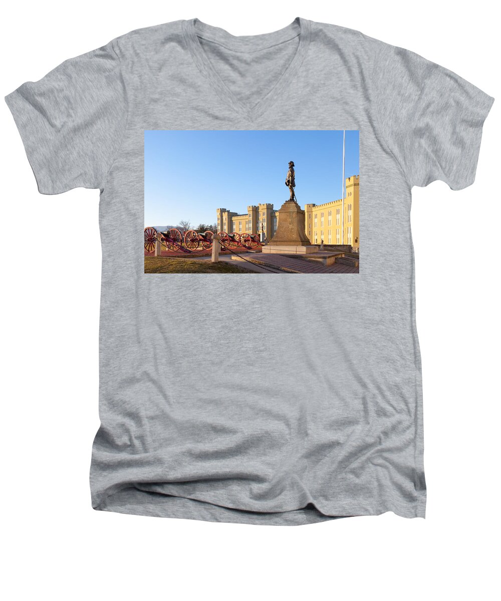 Lexington Men's V-Neck T-Shirt featuring the photograph Virginia Military Institute by Melinda Fawver