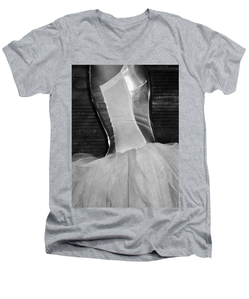 Abstract Men's V-Neck T-Shirt featuring the photograph Waiting Her Turn BW by Angelina Tamez