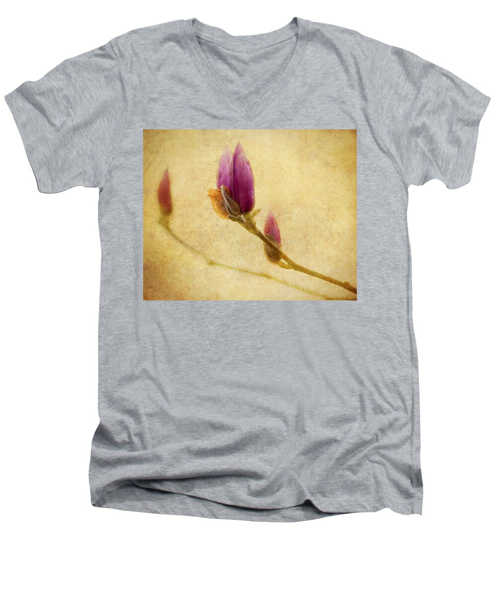 Japanese Magnolia Men's V-Neck T-Shirt featuring the photograph Waiting to Bloom by Jeff Mize