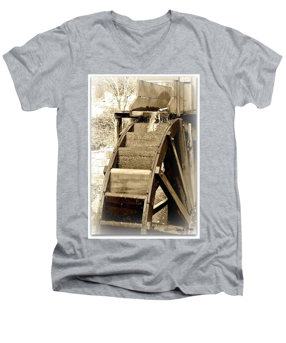 Water Wheel Men's V-Neck T-Shirt featuring the photograph Water Wheel by Tara Potts