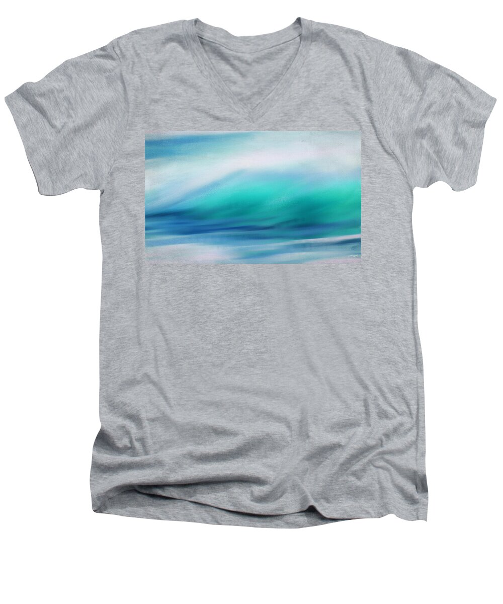 Seascapes Abstract Men's V-Neck T-Shirt featuring the digital art Waves by Lourry Legarde
