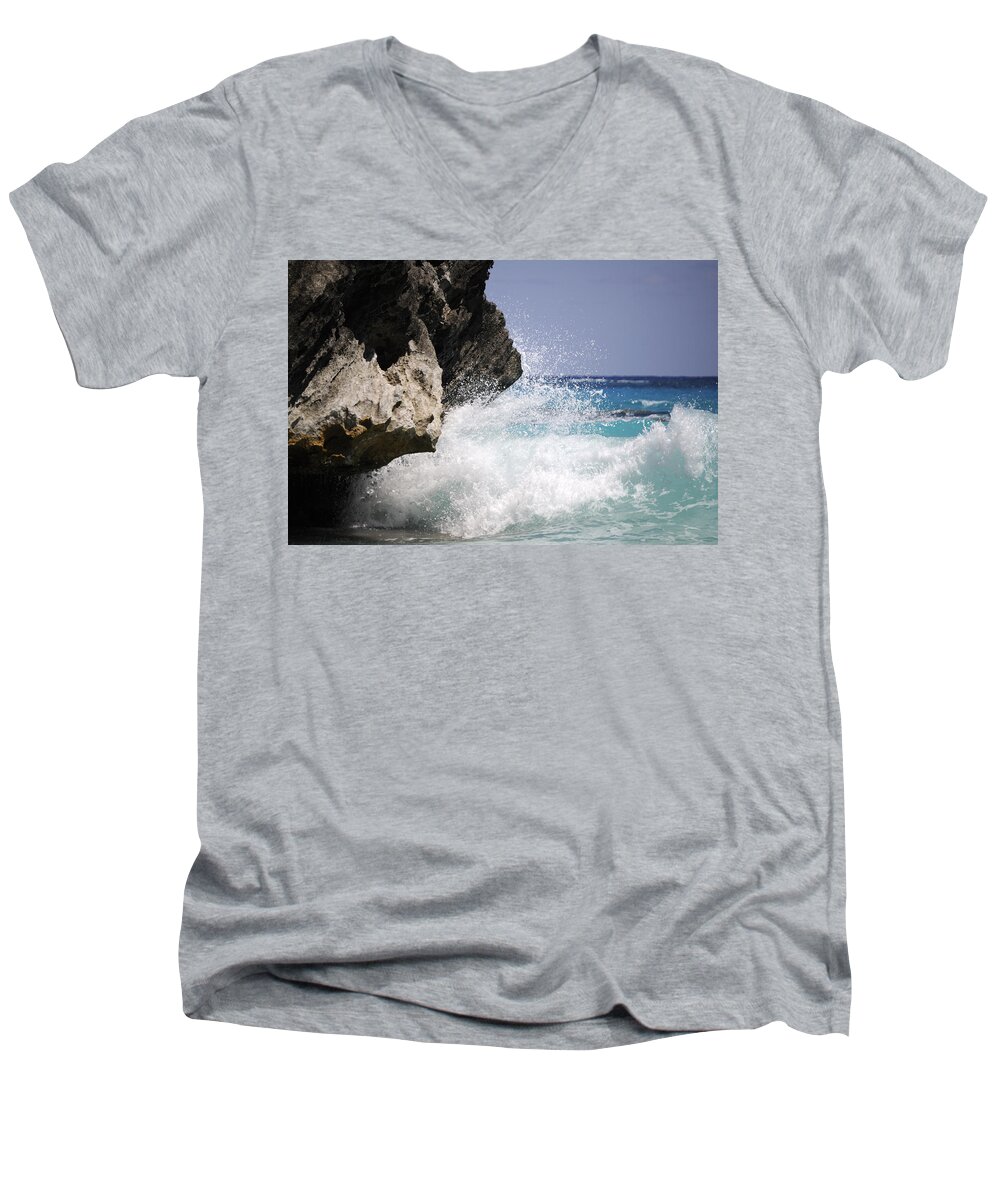 Bermuda Men's V-Neck T-Shirt featuring the photograph White Water Paradise by Luke Moore