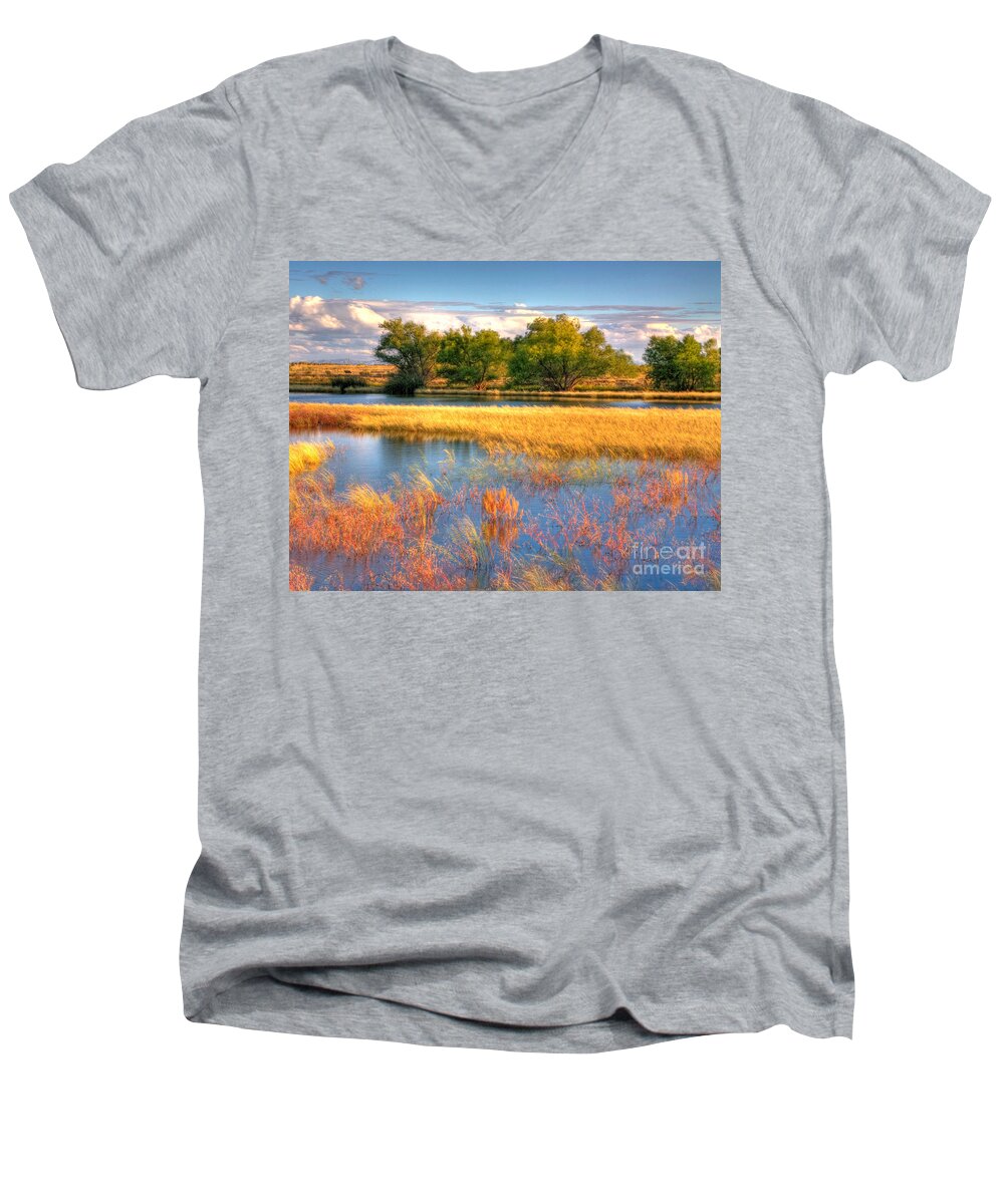 Whitewater Draw Men's V-Neck T-Shirt featuring the photograph Whitewater Draw by Charlene Mitchell