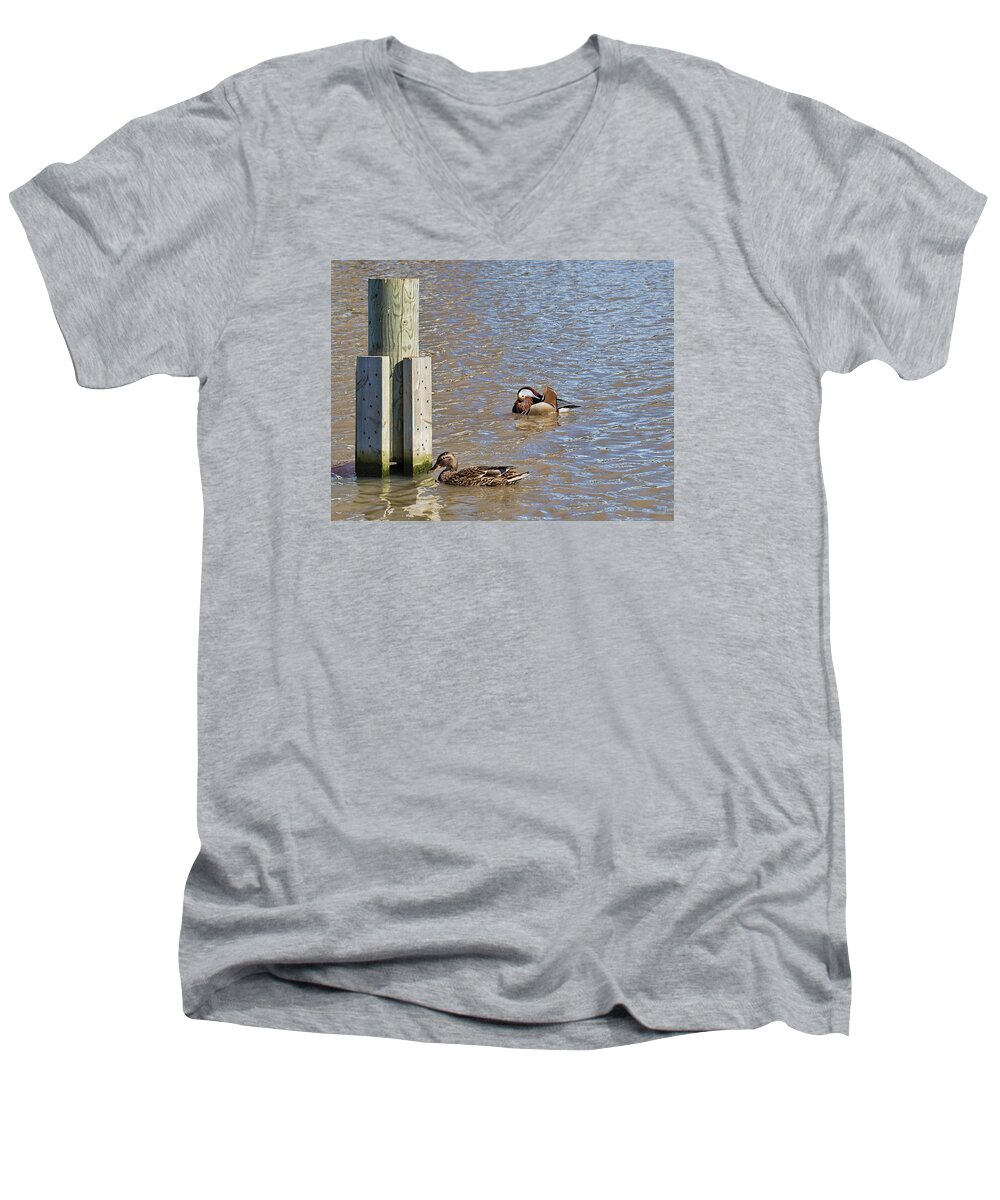 Female Men's V-Neck T-Shirt featuring the photograph who is who by Leif Sohlman- by Leif Sohlman