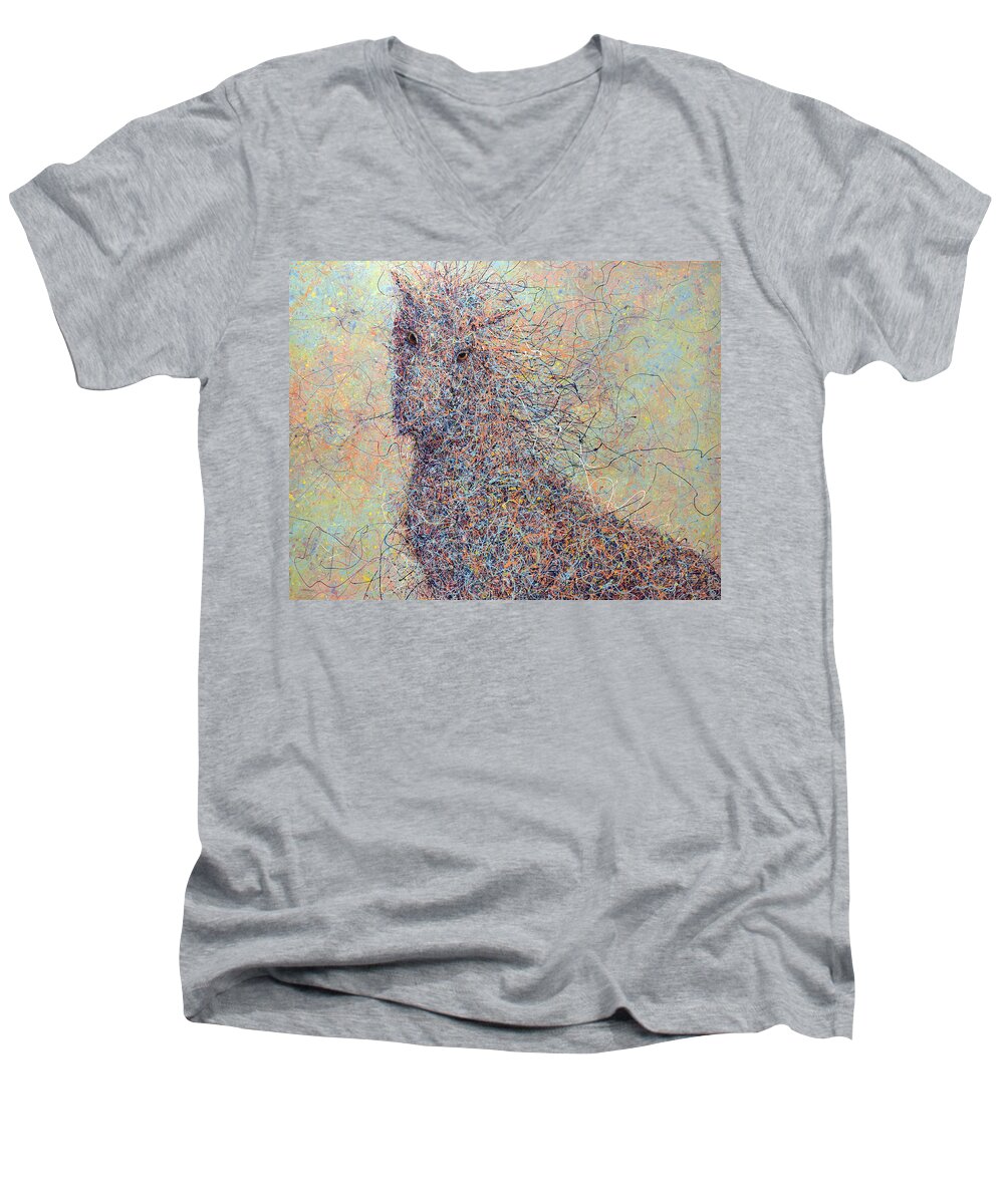 Wild Horse Men's V-Neck T-Shirt featuring the painting Wild Horse by James W Johnson
