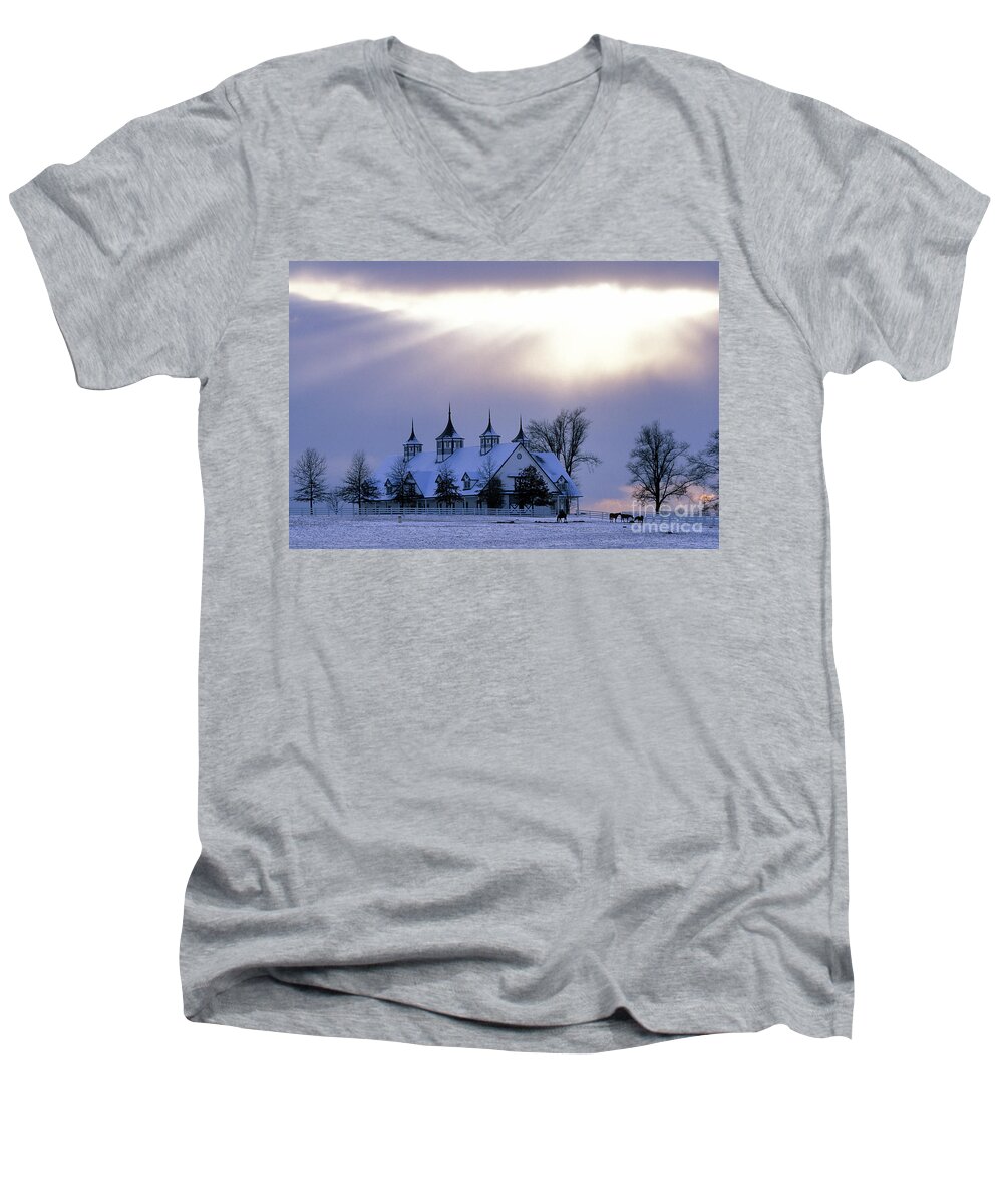 Manchester Men's V-Neck T-Shirt featuring the photograph Winter in the Bluegrass - FS000286 by Daniel Dempster