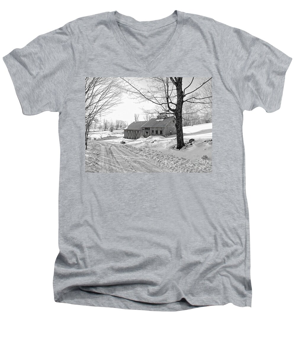 Landscape Men's V-Neck T-Shirt featuring the photograph Winter In Vermont by Marcia Lee Jones