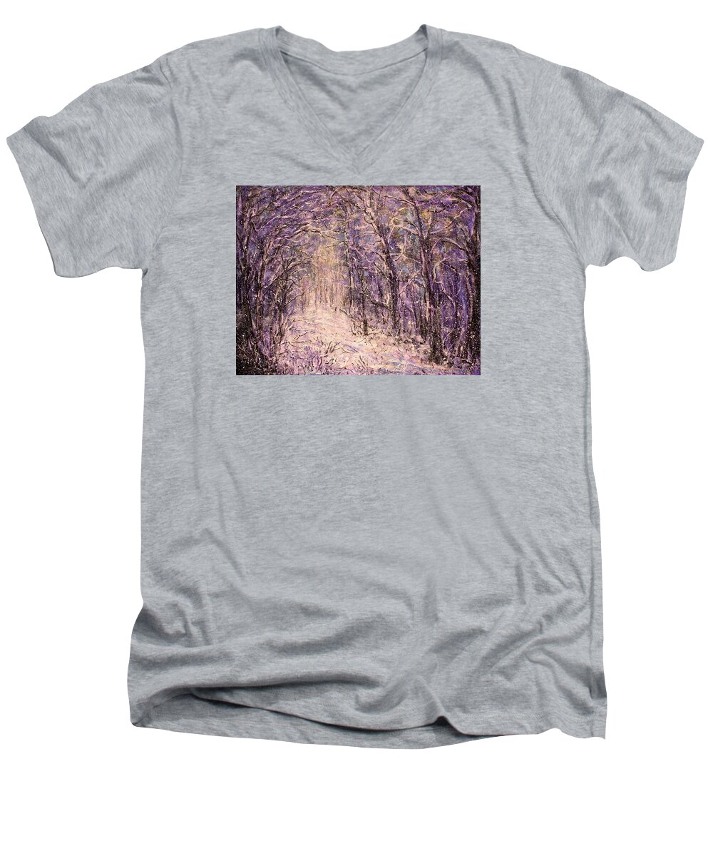 Winter Men's V-Neck T-Shirt featuring the painting Winter Magic by Natalie Holland