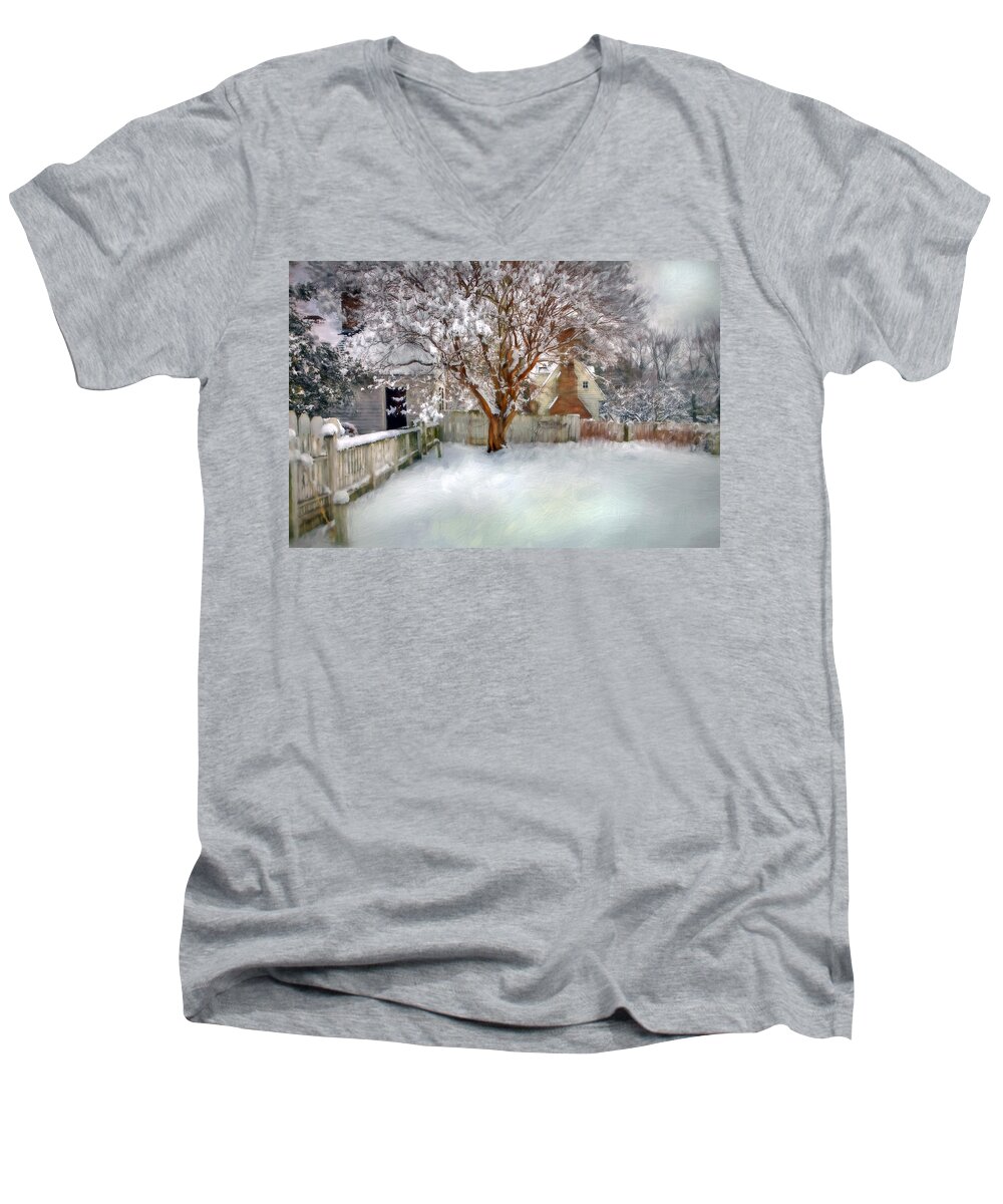Crepe Myrtle Men's V-Neck T-Shirt featuring the photograph Wintry Garden by Jerry Gammon