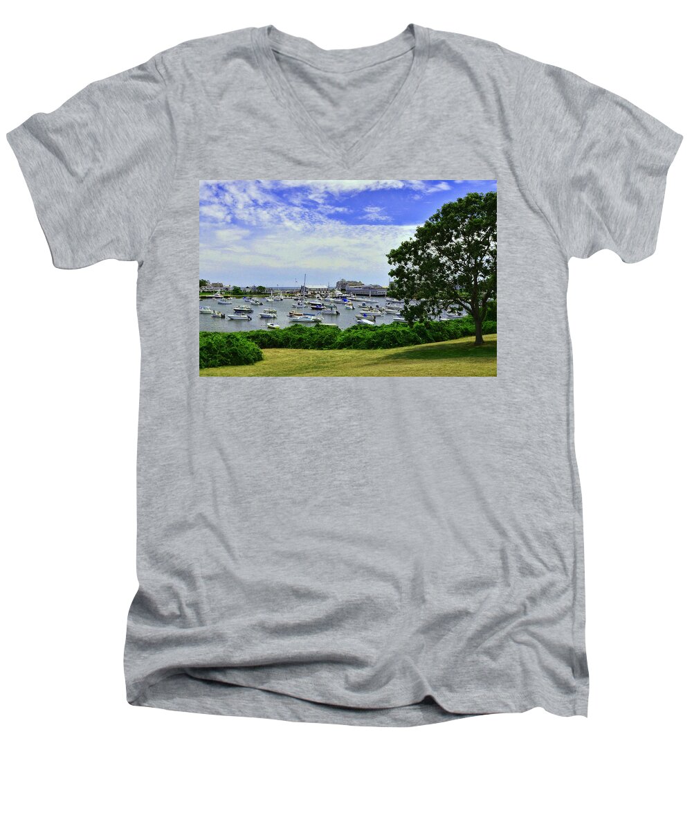 Wychmere Harbor Men's V-Neck T-Shirt featuring the photograph Wychmere Harbor by Allen Beatty
