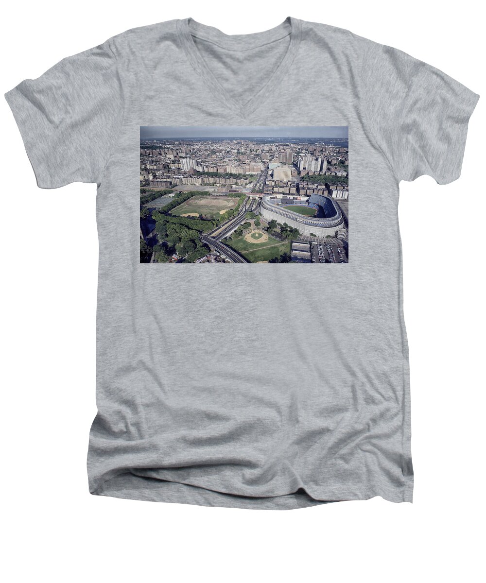 Yankee Stadium Men's V-Neck T-Shirt featuring the photograph Yankee Stadium by Mountain Dreams