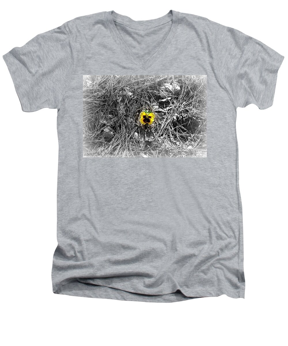 Pansy Men's V-Neck T-Shirt featuring the photograph Yellow Pansy by Tara Potts