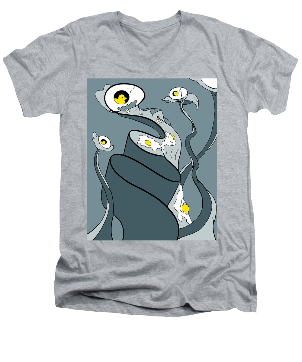 Coo Coo Ca Choo Men's V-Neck T-Shirt featuring the digital art Yoked by Craig Tilley