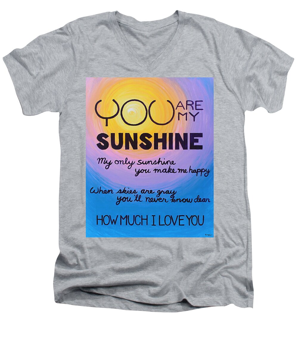 Song Men's V-Neck T-Shirt featuring the painting You Are My Sunshine by Kume Bryant