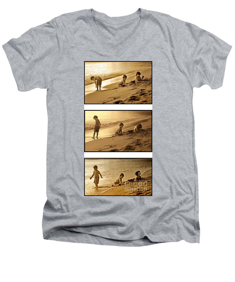 Youth Men's V-Neck T-Shirt featuring the photograph Youth Tryptich by Madeline Ellis
