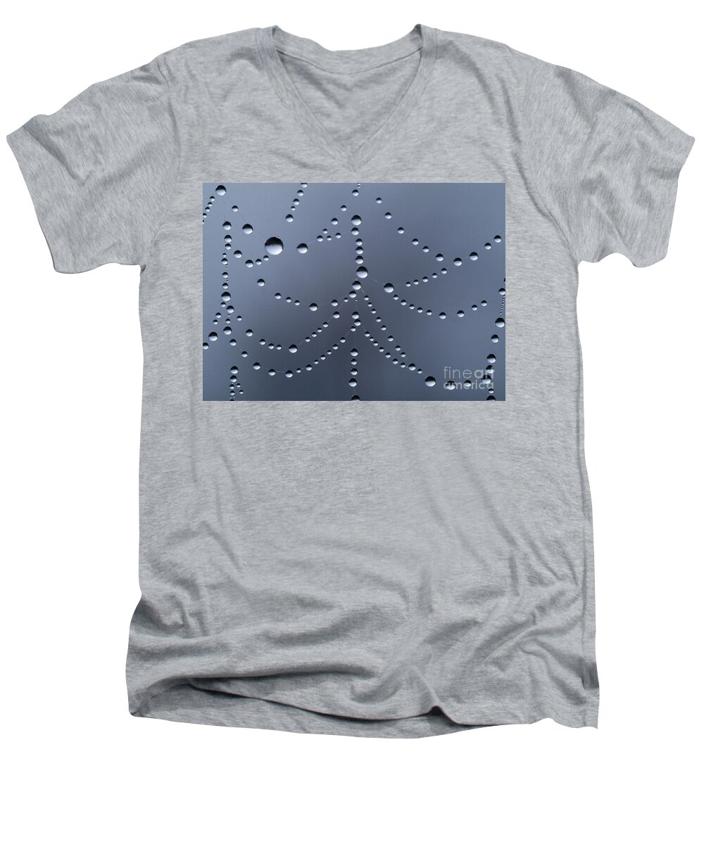 Beads Men's V-Neck T-Shirt featuring the photograph Drops in the web by Odon Czintos