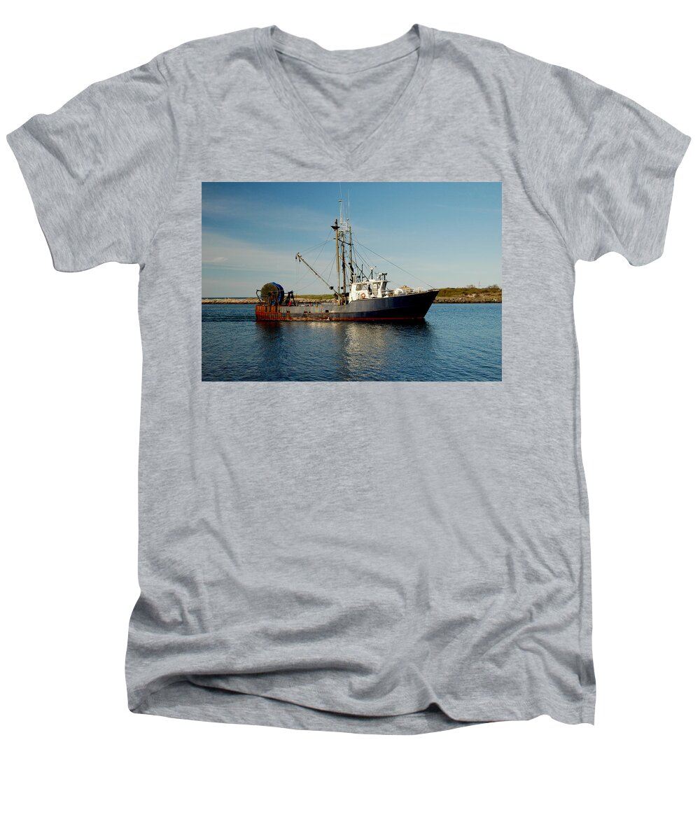 Boat Men's V-Neck T-Shirt featuring the photograph Catch of the Day by Cathy Kovarik