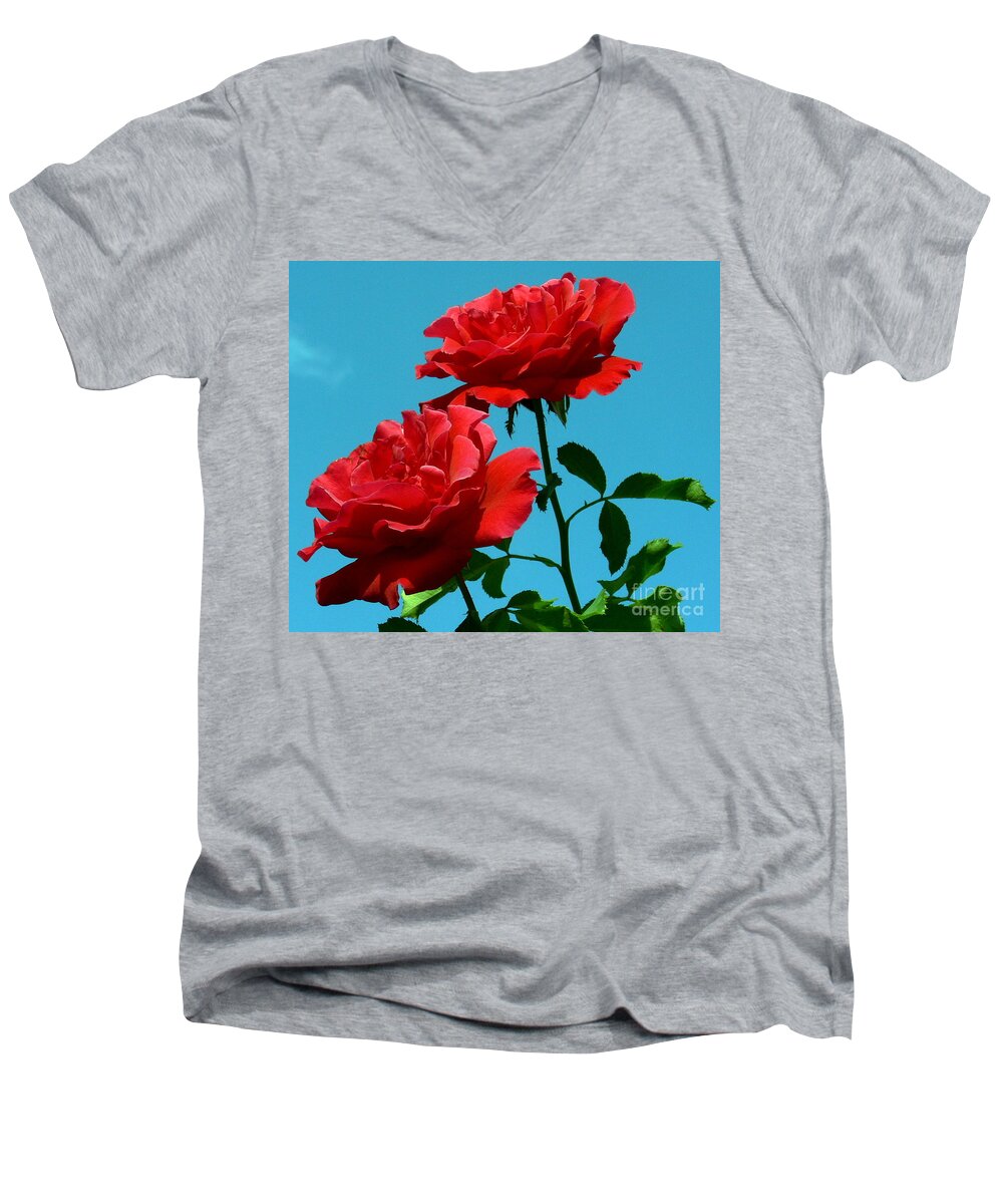 Red Men's V-Neck T-Shirt featuring the photograph Forests Flowers #1 by Kevin Fortier