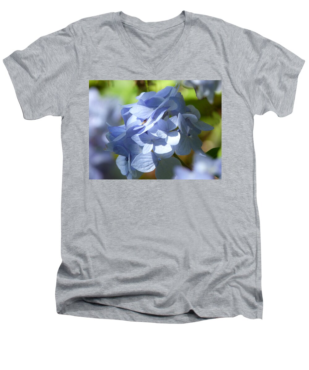 Pale Blue Hydrangea Men's V-Neck T-Shirt featuring the photograph Hydrangea #1 by Lynn Bolt