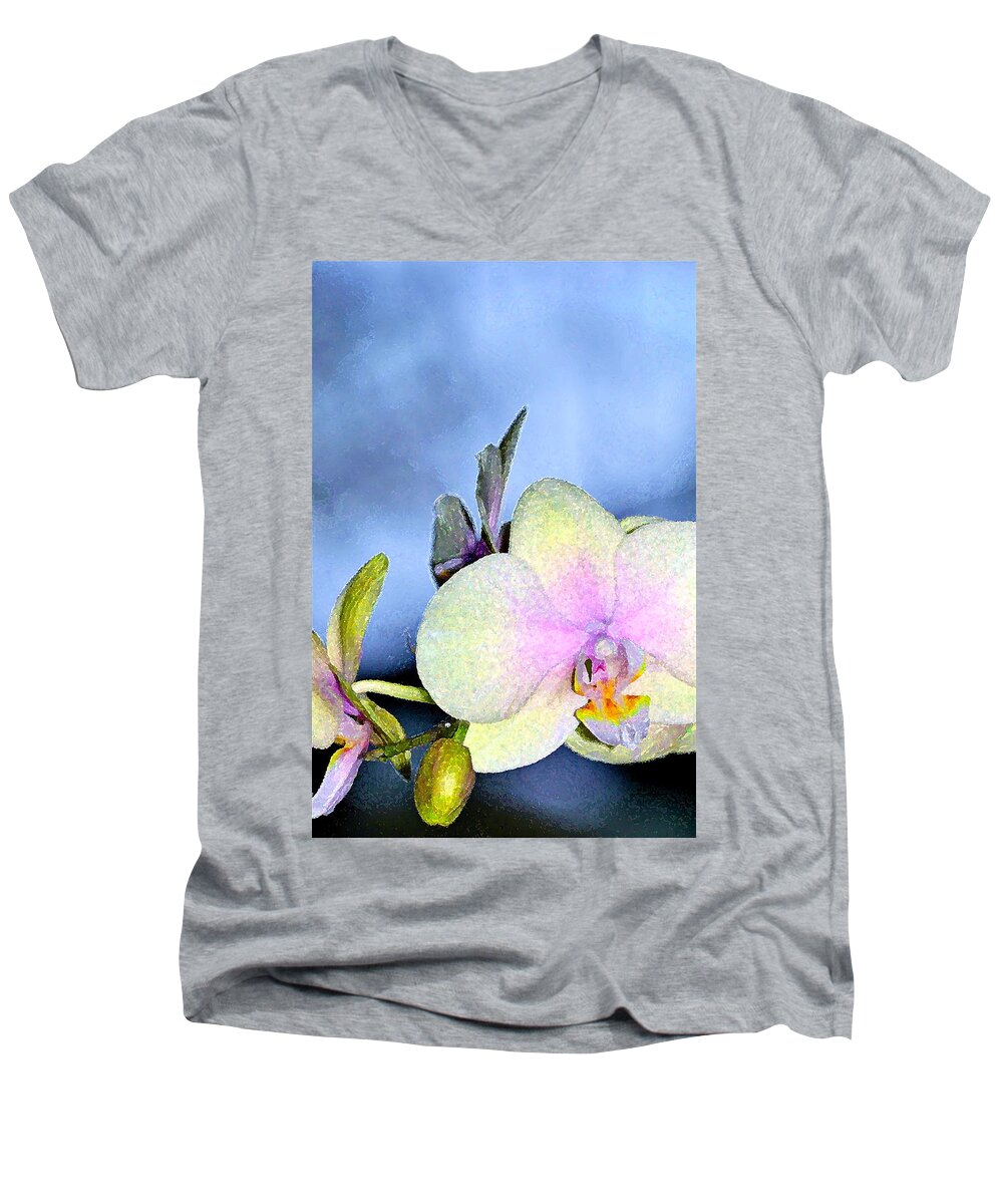 Floral Men's V-Neck T-Shirt featuring the photograph Orchid 1 #1 by Pamela Cooper