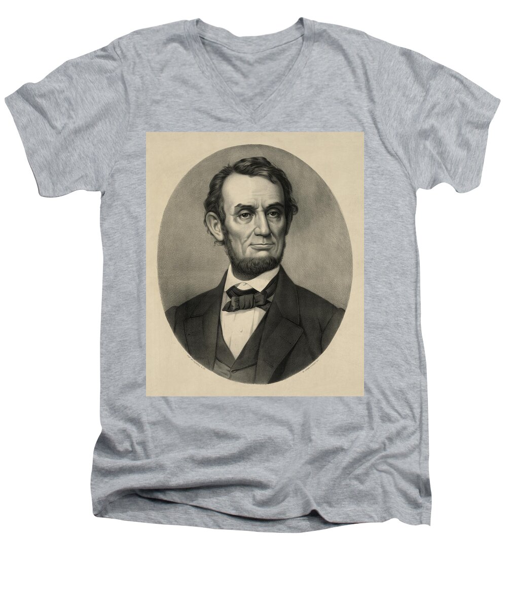 abraham Lincoln Men's V-Neck T-Shirt featuring the photograph Abraham Lincoln portrait by International Images