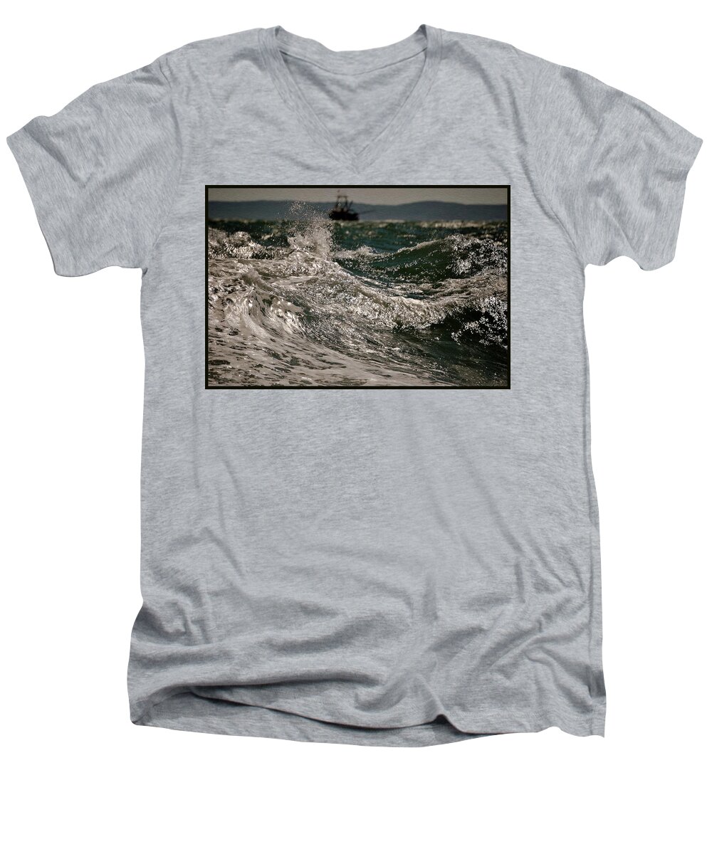 Beach House Decor Men's V-Neck T-Shirt featuring the photograph After The Hurricane Cape Cod by Marysue Ryan