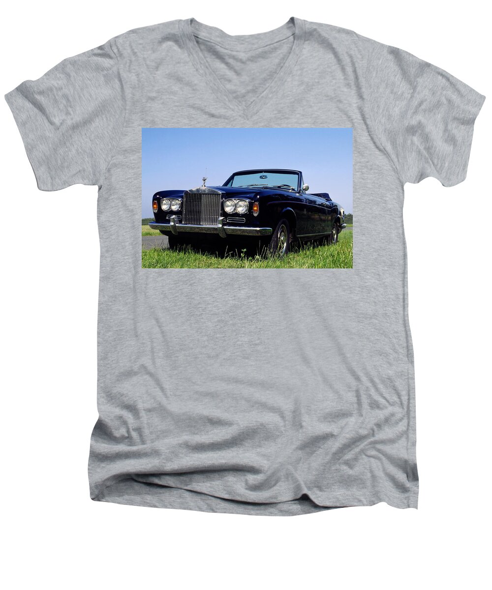 Antique Rolls Royce Convertible Car Men's V-Neck T-Shirt featuring the photograph Antique Rolls Royce by Sally Weigand