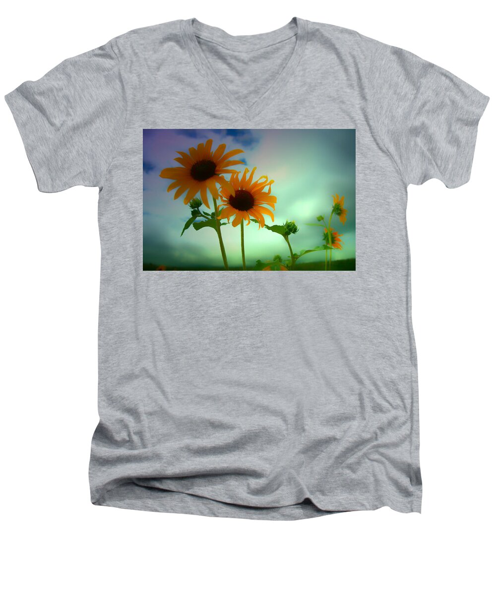 Sunflower Men's V-Neck T-Shirt featuring the photograph Asphalt Lemonade by Mark Ross