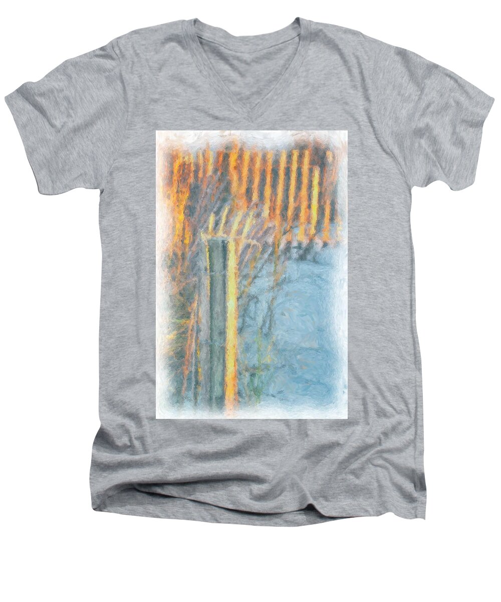 Ocean Men's V-Neck T-Shirt featuring the photograph Beach Fence by Lynne Jenkins